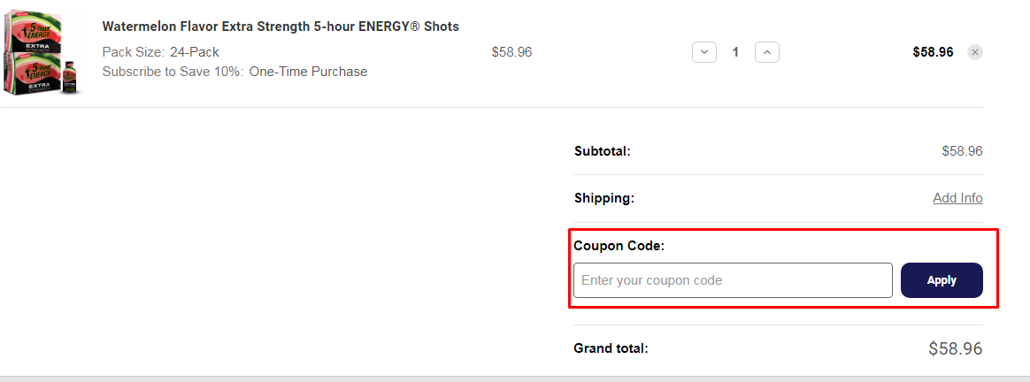 How do I use my 5-Hour Energy coupon code?