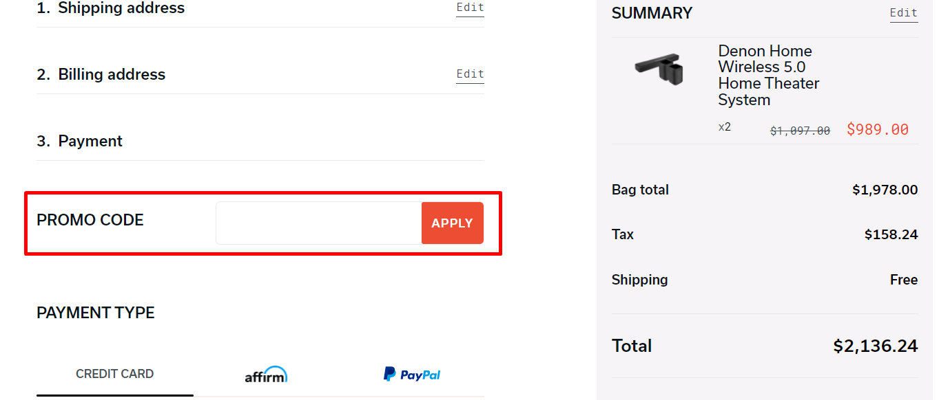 How do I use my Denon promo code?