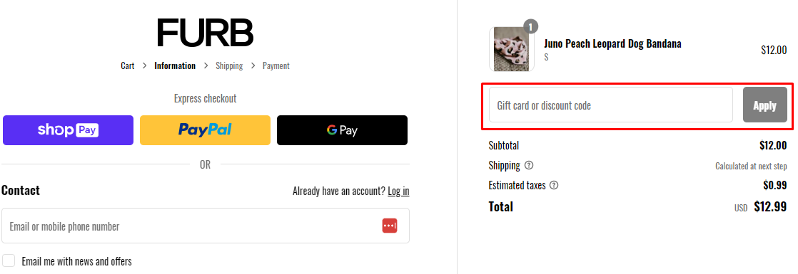 How do I use my FURB discount code?