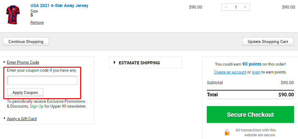 How do I use my Upper 90 coupon code?