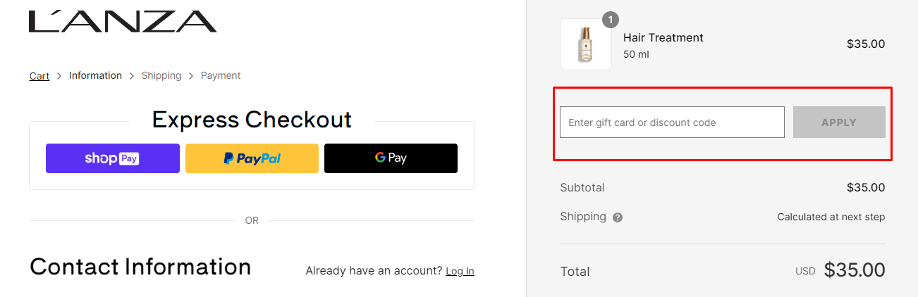 How do I use my L’ANZA discount code?
