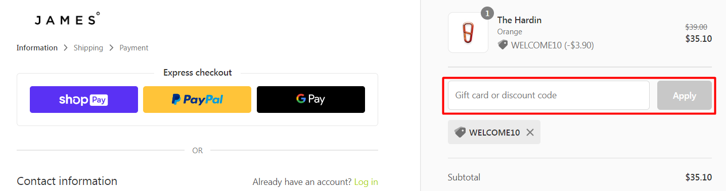 How do I use my The James Brand discount code?