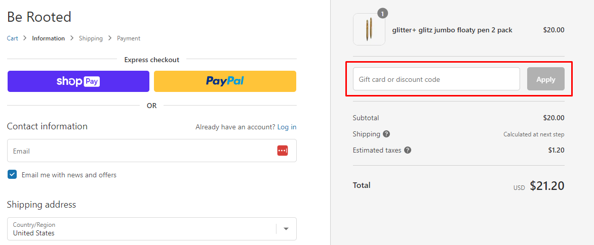 How do I use my Be Rooted discount code?