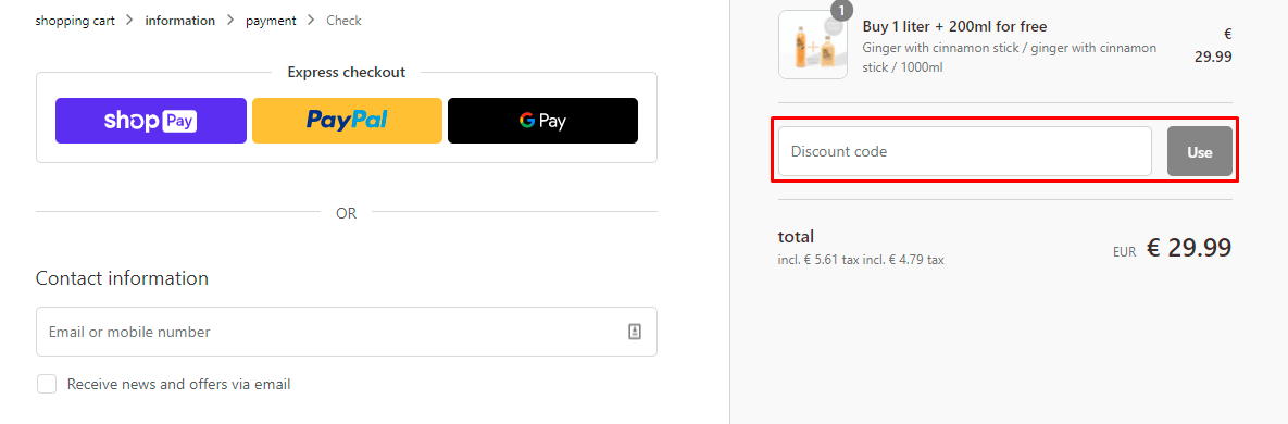 How do I use my Ingwer Budd'l discount code?