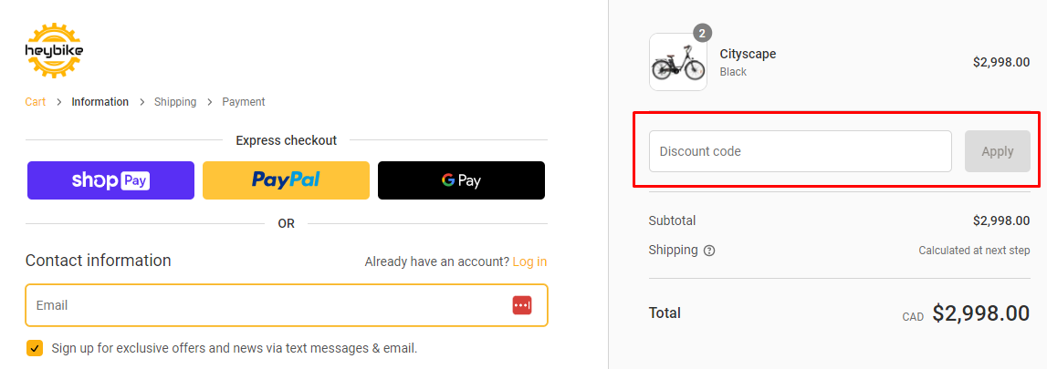 How do I use my Heybike discount code?