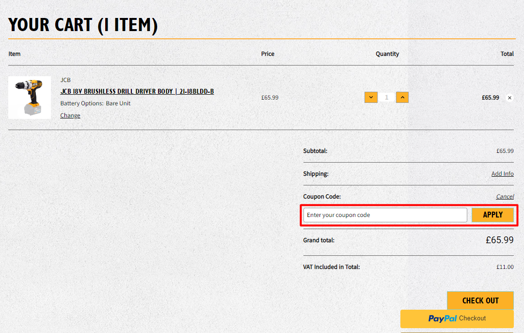 How do I use my JCB Tools coupon code?