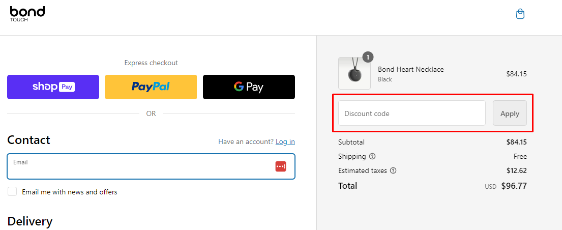 How do I use my Bond Touch discount code?