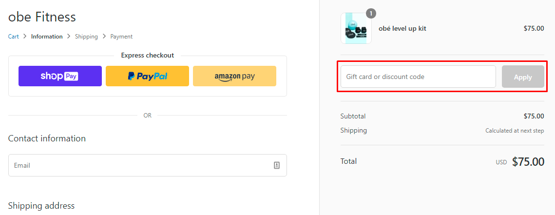 How do I use my obe fitness discount code?