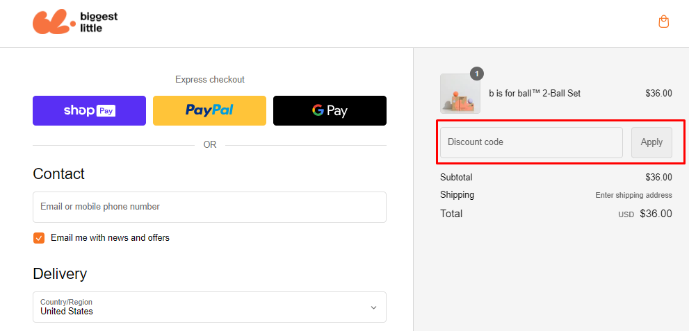 How do I use my Biggest Little discount code?