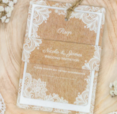 Wedding invitation done through Dotty about Paper