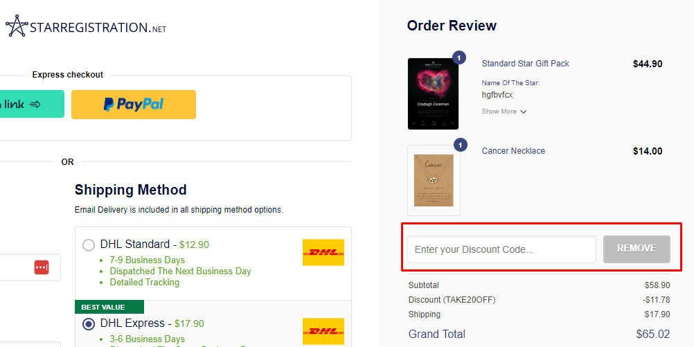 How do I use my STARREGISTRATION discount code?