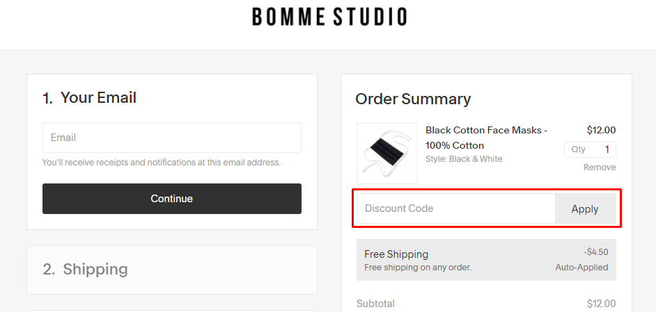 How do I use my Bomme Studio discount code?