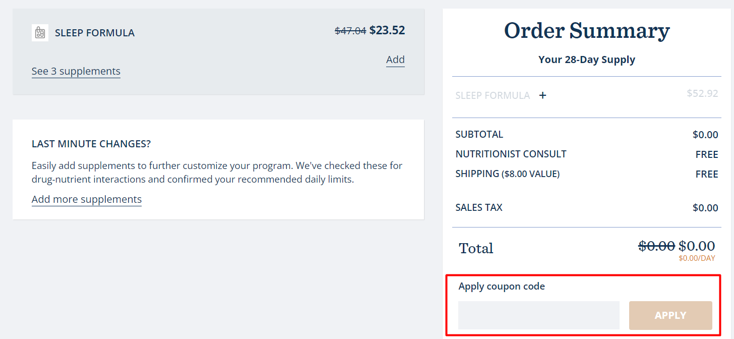 How do I use my Persona Nutrition coupon code?