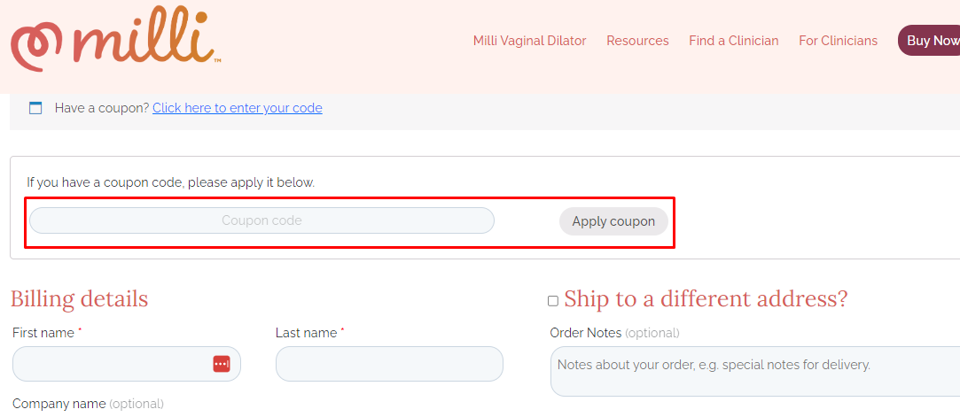 How do I use my Milli coupon code?