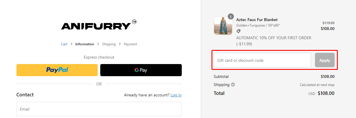 How do I use my Anifurry discount code?