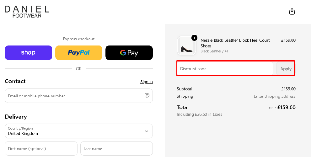 Paste your code in the red box to get your discount
