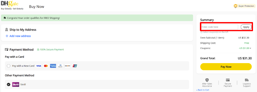 Paste your code in the red box to get your discount