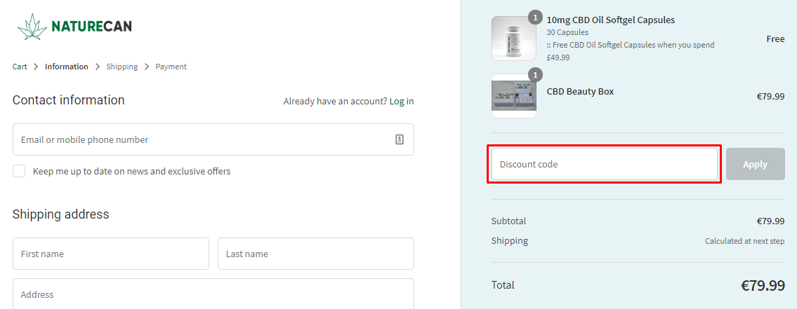 How do I use my Naturecan discount code?