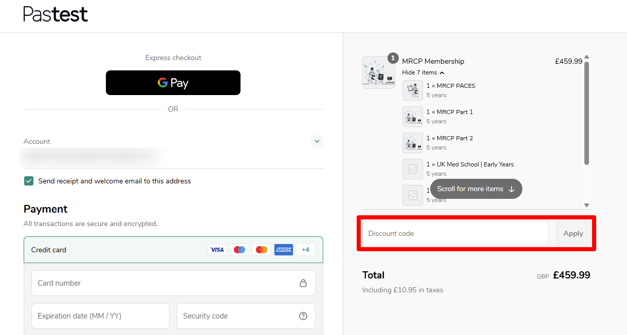 Paste your code in the discount code