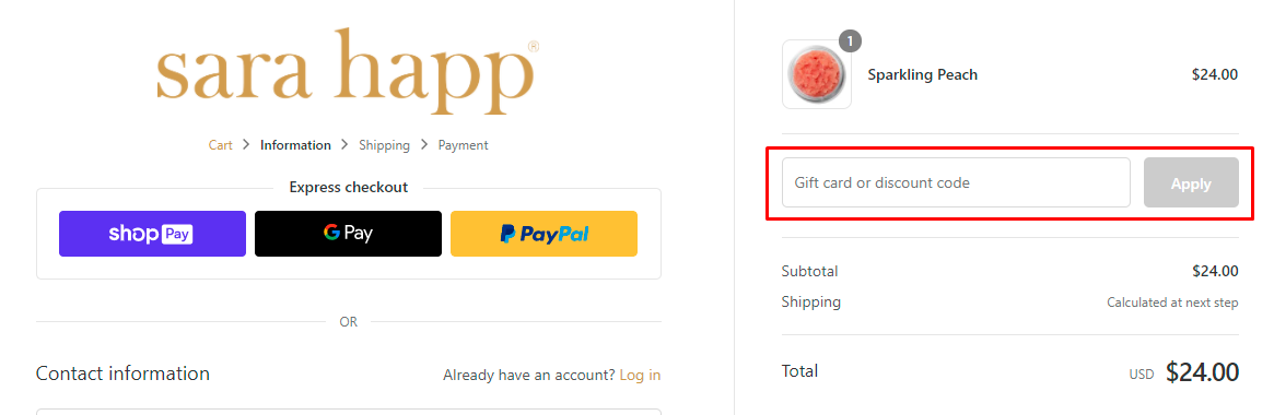 How do I use my Sara Happ discount code?