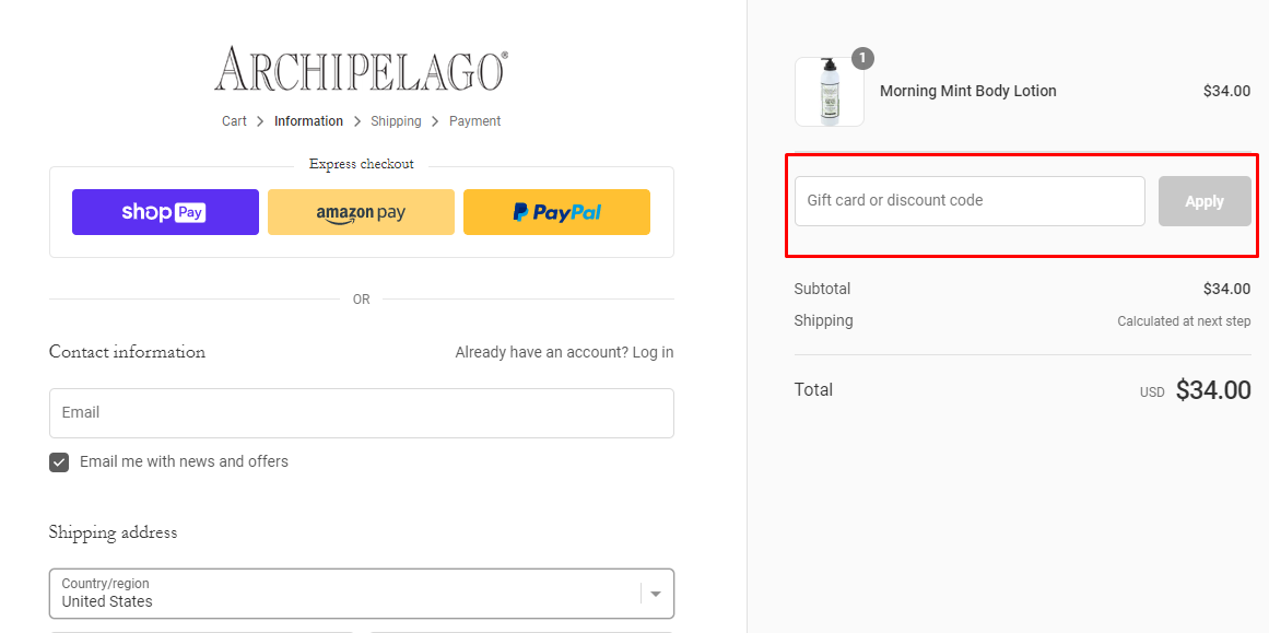 How do I use my Archipelago discount code?