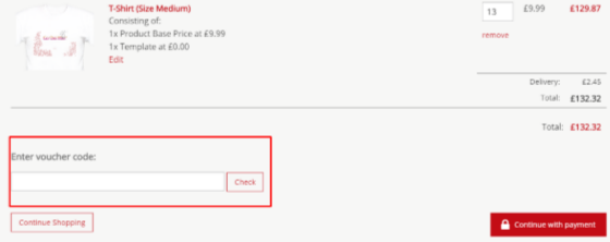 The CEWE checkout page, the voucher code and the order summary