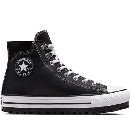 Waterproof walking shoes: A black and white Converse City Trek sneaker