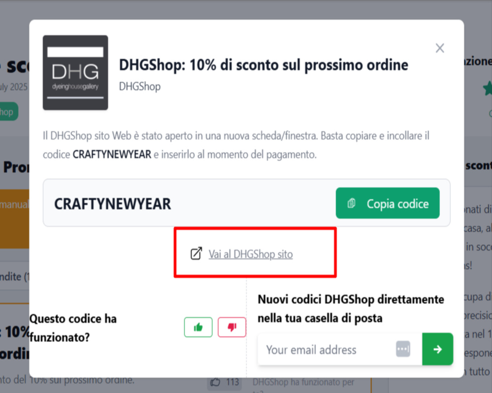 codice sconto DHGShop da poter copiare e link da cliccare per andare sul sito ufficiale DHGShop