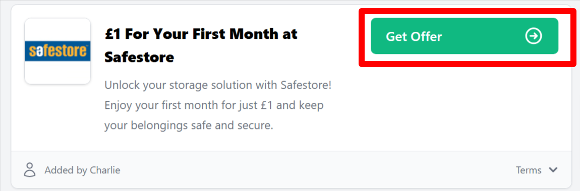 verified Safestore offer to shop with on the Safestore website.