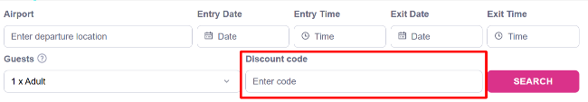the JetParks discount code redemption box for travellers