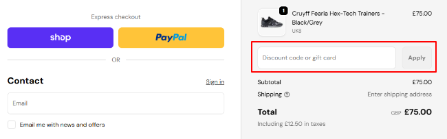 checkout page for DRIPUNION to redeem your discount voucher