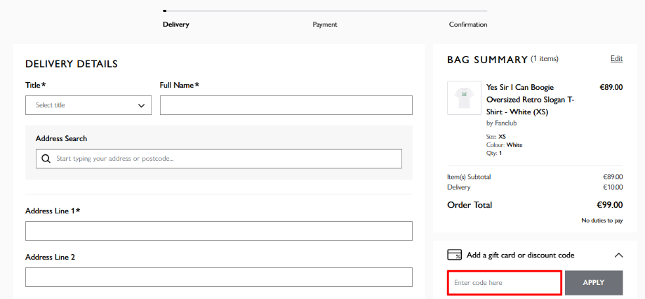 Add a gift card or Wolf & Badger promo code to your order