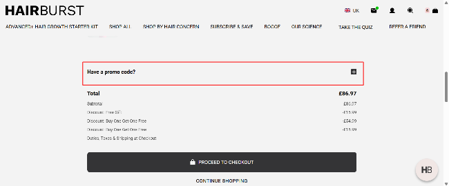 Have a promo code discount page with cart overview