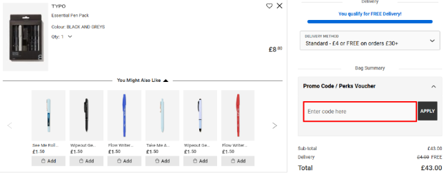 A red box is where to enter a Cotton On promo code