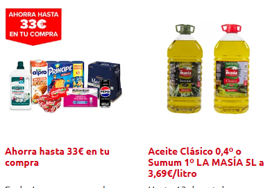 ofertas de carrefour en varios productos de la web sobre fondo blanco