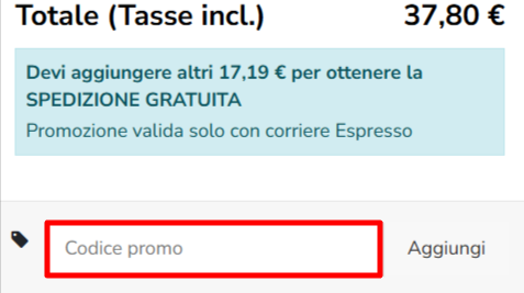carrello del sito ufficiale Mediawavestore dove poter inserire un codice sconto Mediawavestore