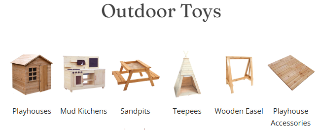 outdoor toys displayed on a white background