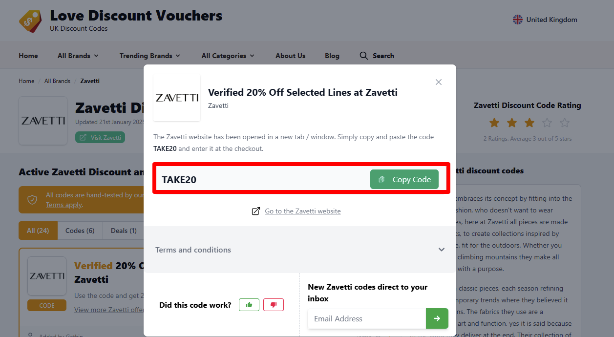 Copy your code and visit the webiste to start shopping