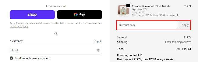 Keto Hana voucher box with a highlighted red code box