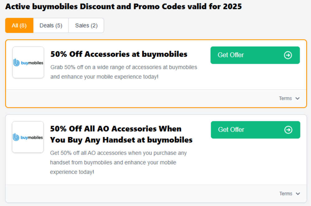 Love Discount Vouchers buymobiles promo codes that are currently available to use