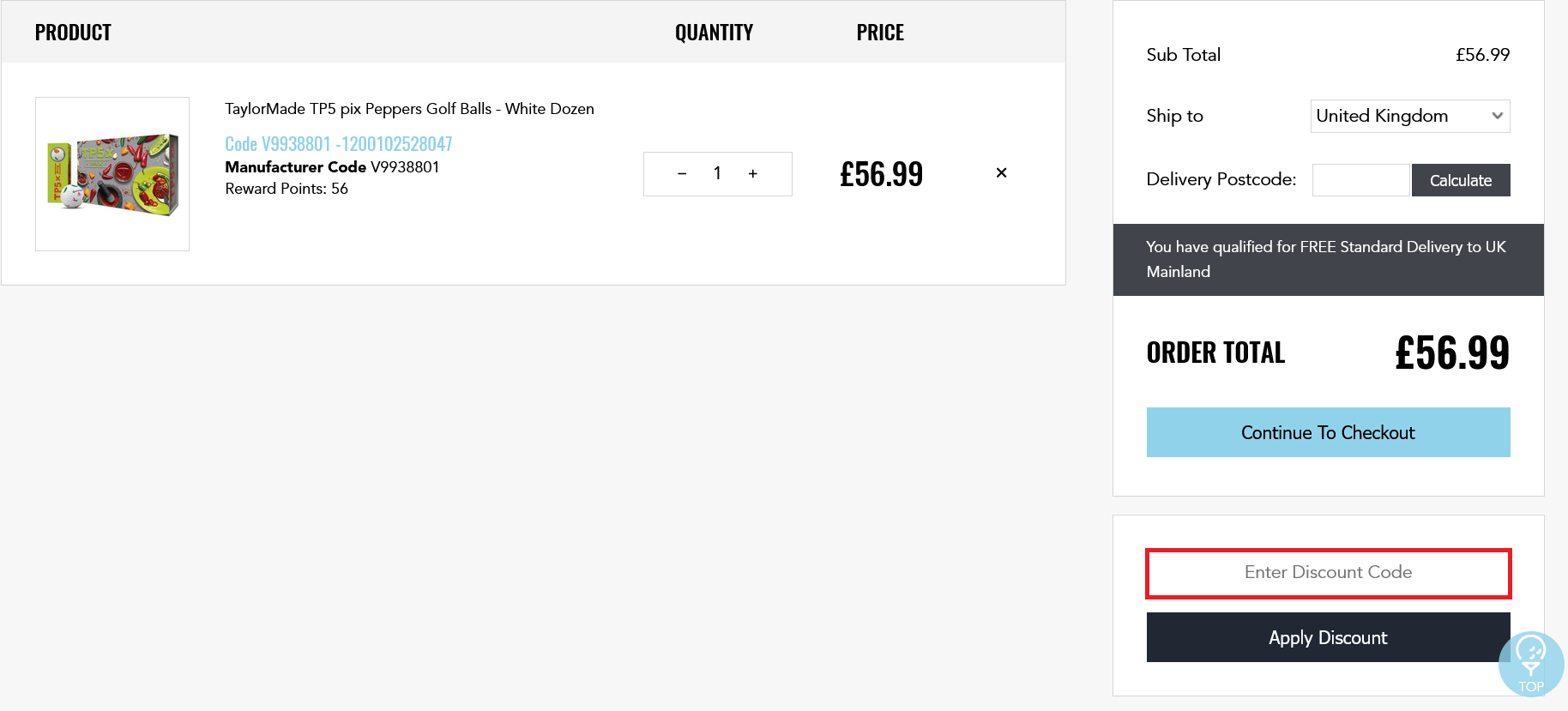 image showing the discount code box you should paste your code into, bordered in red