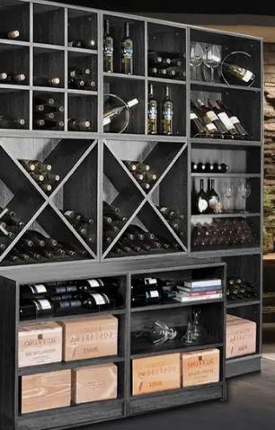 promociones de botellero con ejemplo de bodega gris oscuro