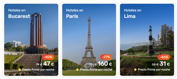 imagen de la web de eDreams de oferta de hoteles de eDreams