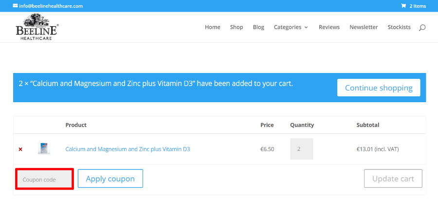 Apply your Beeline Healthcare promo code before you pay