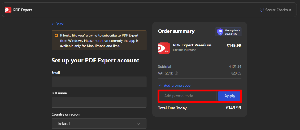 Input your code in the red box to get your discount