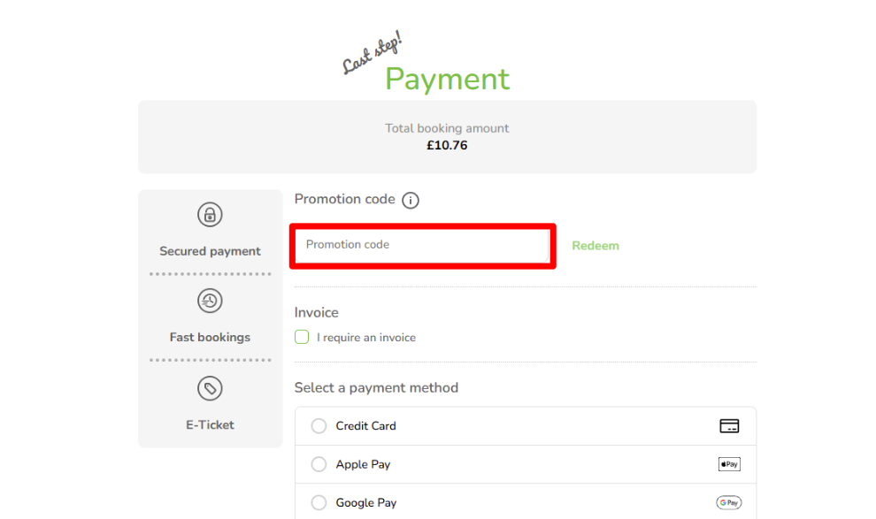 Paste your code in the red box to get your discount