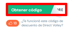 botón verde para copiar el código de direct volley