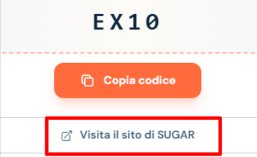 collegamento al sito ufficiale SUGAR dove poter applicare un codice sconto SUGAR