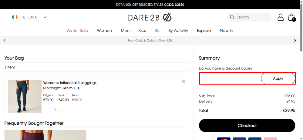 Dare 2b discount code in your shopping bag