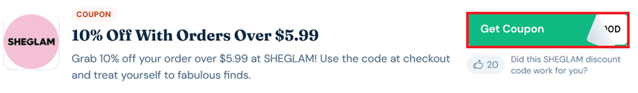 image showing the "Get Coupon" button